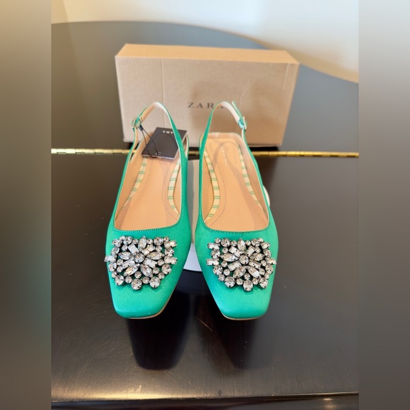 NWT Zara Luxury Spring Summer Wedding Embelished Bejeweled slingback mules/shoes - Picture 3 of 17